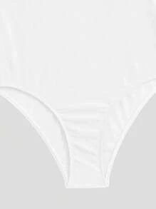 SHEIN Swim Summer Beach Women's Solid Color Sleeveless Low Back One-Piece Swimsuit - White - View 5