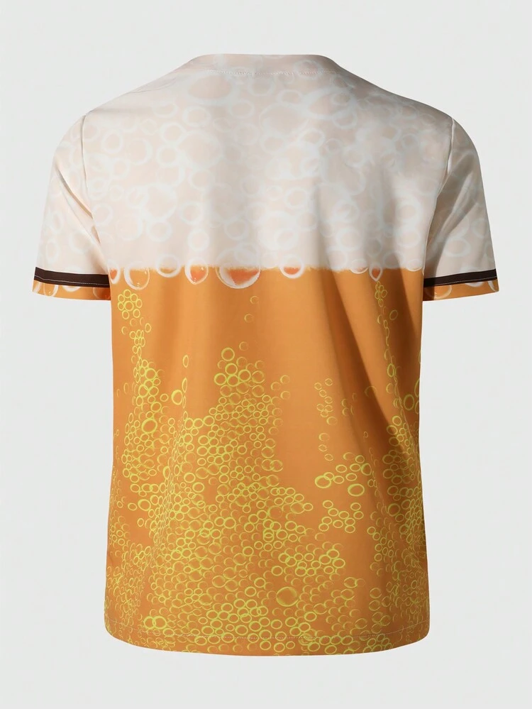 Men's Summer Letter Printed V-Neck Short Sleeve Casual Shirt