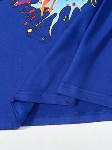 SHEIN Tween Boy Stylish Soccer Printed Short Sleeve T-Shirt - Blue - View 6