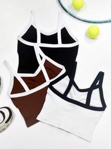 SHEIN Sports Women's Summer Casual Color Block Slim Fit Sports Camisole Top 3 Packs Topstight Topssexy Tops Womentank Top With Bra