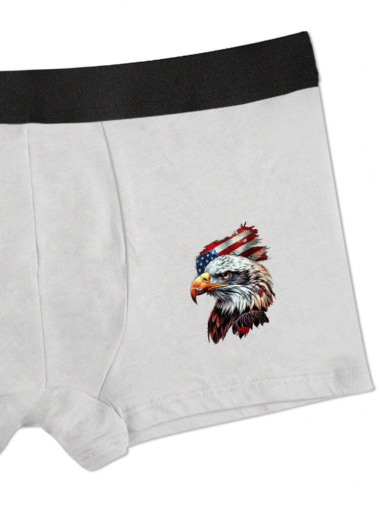 Men's 5-Pack Eagle Print Letter Elastic  Boxer Briefs