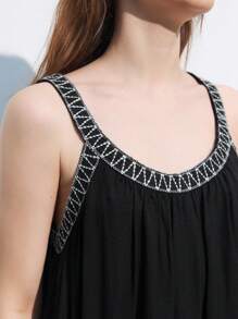 Maija Vestido simple de tirantes para uso diario de mujer - Negro - Ver 7