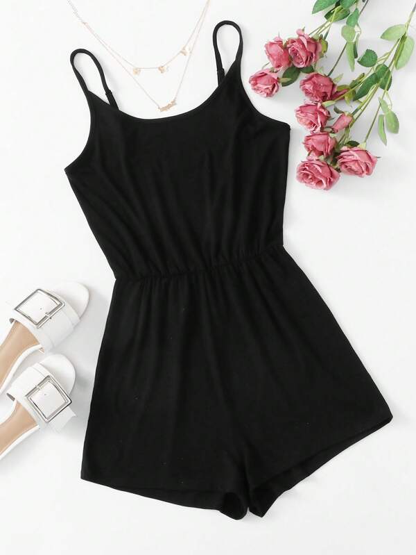 SHEIN EZwear Solid Slip Romper