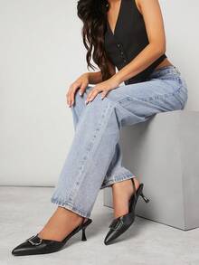 SHUZIA Women's Buckle Decor Ankle Strap High Heel Pumps - Black - View 5