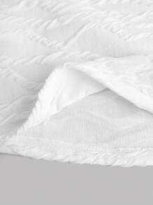 SHEIN Girlism 少女白色纹理针织露肩上衣