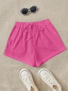 SHEIN EZwear White Woven Sporty Women Shorts