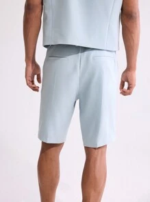 Forever 21 男裝夏季休閒簡約斜口口袋短褲 - 霧霾藍 - 查看 2