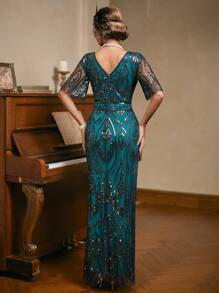 LVNES 1920s Vintage Flapper Dresses For Women, Sequins Wedding Party Dress Wedding Guest Dress Formal Dress Evening Dress,Gown