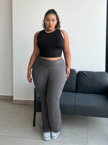 Forever 21 Quần legging thể thao Plus Size dành cho nữ, mùa hè - Xám - Xem 1