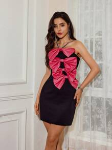 Chiquease Fashionable Chain Necklace Bowknot Party Mini Bodycon Dress For Women, Sexy And For Summer - Multicolor - View 5