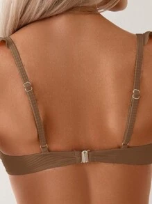 Women's One-Piece Swimsuit With 3D Flower Decoration, Solid Color And Simple Style For Daily Wear Summer - Coffee Brown - View 4