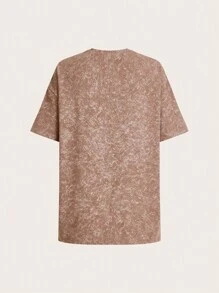 SHEIN Essnce 2 pezzi Maglietta casual estive da donna in nero e bianco caffè a righe adatte per attività all'aperto, collo rotondo oversize e vestibilità ampia - Multicolore - Visualizzare 4