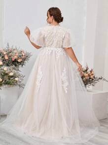SHEIN Belle Plus Size Heavy Manual Positioning Lace See-Through Sense Of Court Style A Pendulum Princess Style Elegant Bridal Wedding Dresses