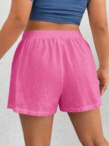 SHEIN EZwear White Woven Sporty Women Shorts