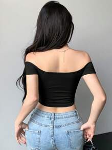 Dazy Designer Women's Green Off-Shoulder Bodycon T-Shirt Summer,Crop Tops Women,Off Shoulder Top