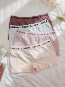 4 件套休闲无缝舒适平角短裤套装运动低腰女式平角短裤女式平角裤