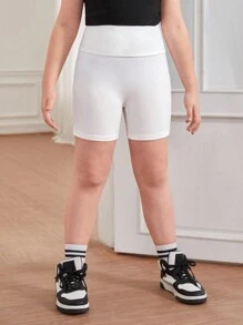 SHEIN Tween Girl Uitgebreide maat Comfortabele effen kleur Eenvoudige multipack fietsbroek