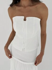 Aloruh Women's Slim Fit Cable Knit V-Neck Camisole, White, Simple Style, Suitable For Going Out - Multicolor - View 6