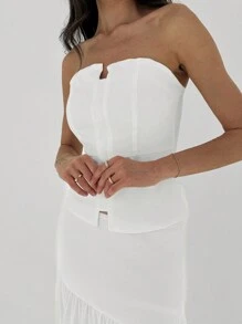 Aloruh Women's Slim Fit Cable Knit V-Neck Camisole, White, Simple Style, Suitable For Going Out - Multicolor - View 3