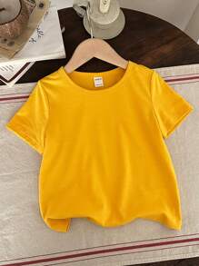 SHEIN Leap Crew 男婴休闲卡通笑脸印花短袖上衣，夏季