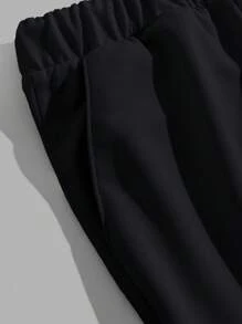 RueChic Camiseta regular com estampa de letras masculinas de algodão e short de duas peças