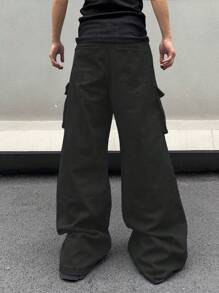 Manfinity EMRG 男士時尚休閒工作牛仔褲，多口袋設計 - 黑色 - 查看 2