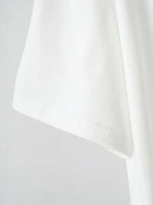 SHEIN EZwear Oversized White Round Neck Short Sleeve Casual Graphic Kiwi Fruit T-Shirt For Women, Pullover Cotton Top, Suitable For Summer - White - View 6