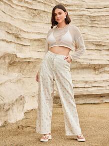 Forever 21 女性夏季假期和音樂節專用加肥大碼牛仔褲 - 米色 - 查看 8