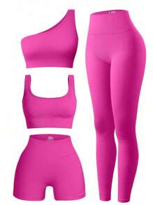 SHEIN Sport Studio Women's Solid Color Slim Fit Sportswear Outfit Set Workout Women Set