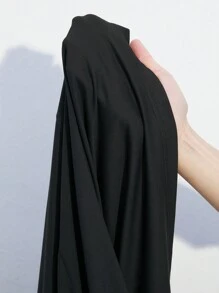 Maija 女士夏季純色披肩領露背開叉無袖連衣裙 - 黑色 - 查看 7