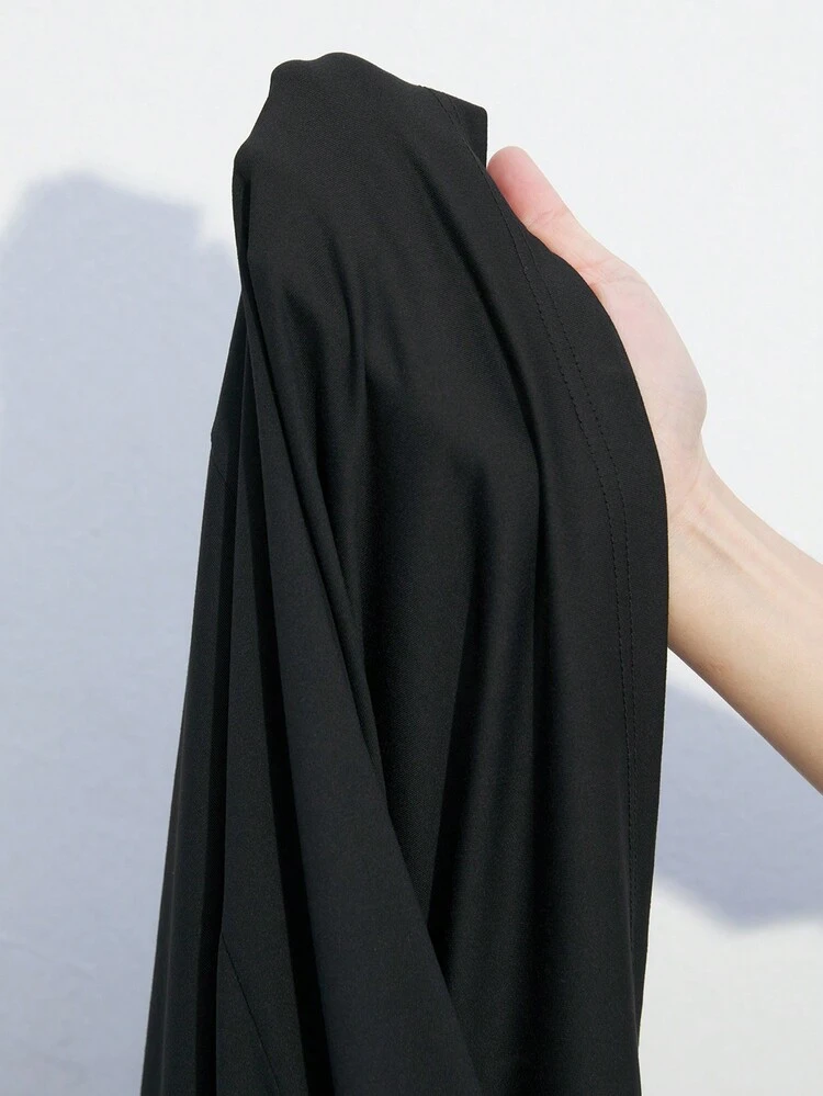 SHEIN Maija Ladies' Summer Solid Color Draped Neck Backless Slit Sleeveless Dress