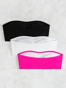 Swim Basics Summer Beach 3pcs/Set Women's Solid Color Swimwear Top