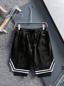 SHEIN Aesthetic Post--Men's Casual Summer Shorts With Letter Print - Black - View 2