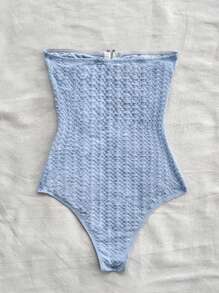 Soleia 藍色無肩帶連體褲，適用於度假、沙灘 - 淺藍色 - 查看 2