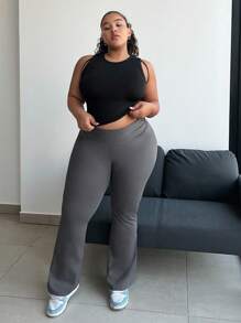 Forever 21 Quần legging thể thao Plus Size dành cho nữ, mùa hè - Xám - Xem 4