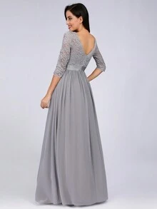 EVERPRETTY Dress Zip Plain Glamor - Grey - View 2