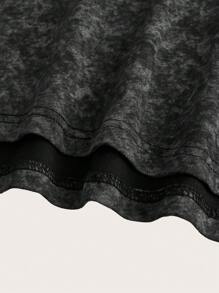 SHEIN Essnce 2 pezzi Maglietta casual estive da donna in nero e bianco caffè a righe adatte per attività all'aperto, collo rotondo oversize e vestibilità ampia - Multicolore - Visualizzare 5