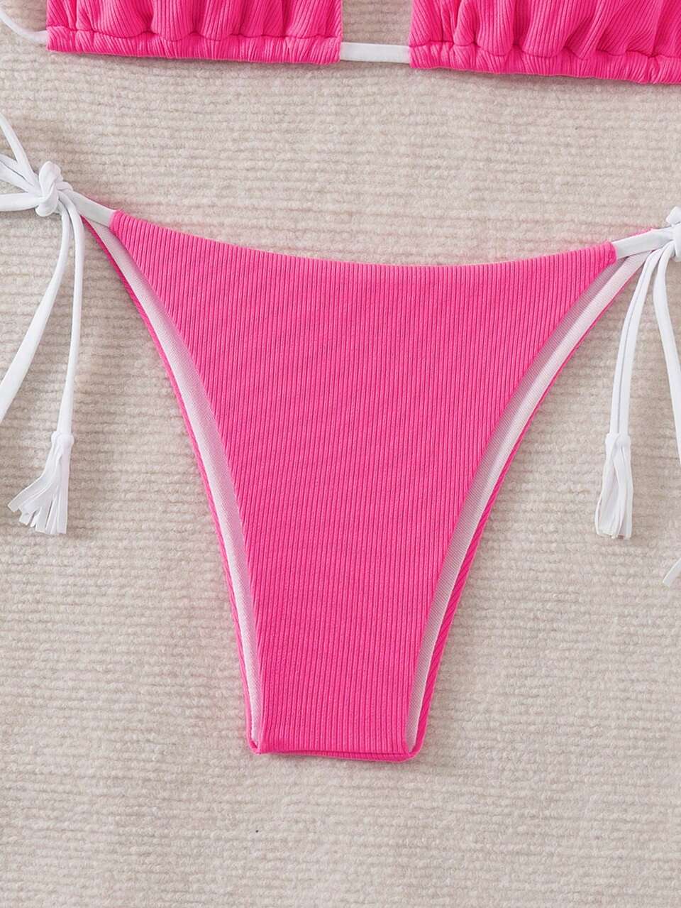 Summer Women's Color Block Halter Strap Sexy Bikini Set For Vacation