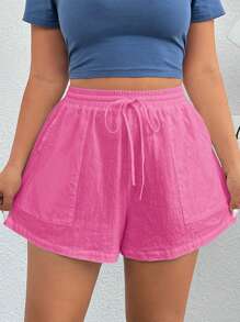 SHEIN EZwear White Woven Sporty Women Shorts