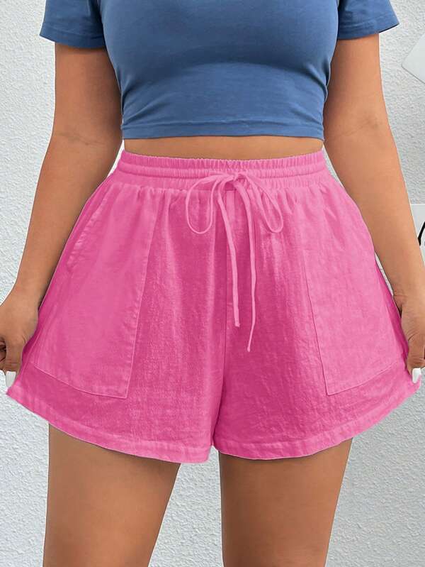 SHEIN EZwear White Woven Sporty Women Shorts