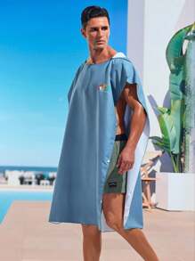 Manfinity Men's Fashionable Loose Button-Up Hooded Cardigan Beach Cover-Up