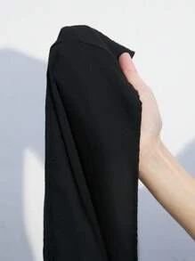 Maija Summer Solid Color Sleeveless Dress With Split Cross Overlap Embellishment - Black - View 7