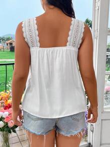 SHEIN SunnyBelle بلوزة كشمير آكسسوار ستوكات بلا أكمام بتصميم كشمير بسيط متناسب للياقات الكبيرة للصيف