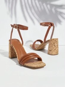 SHUZIA Women Simple Daily Brown High Heel Sandals