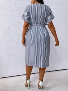 SHEIN LUNE Đầm ôm sát eo sành điệu dành cho nữ cỡ lớn - Màu xanh lam - Xem 2