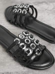 SHUZIA Ladies' Solid Color Casual Flat Sandals For Daily Wear In Summer