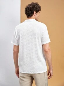 Mainfolk Men's New Knitted Jacquard Polo Collar Short Sleeve Fitted Regular Polo Shirt, Suitable For Daily Wear In Spring And Summer - White - View 2