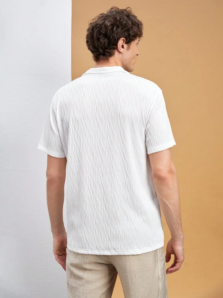 Men's New Knitted Jacquard Polo Collar Short Sleeve Fitted Regular Polo Shirt, Suitable For Daily Wear In Spring And Summer