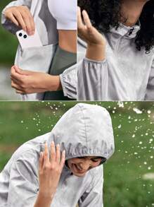 In My Nature Women's Fashionable Loose Thin Lightweight Sports Outdoor Raincoat - Grey - View 9