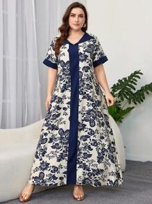 Al Najma 隨機印花大尺碼阿拉伯風格短袖夏季服裝